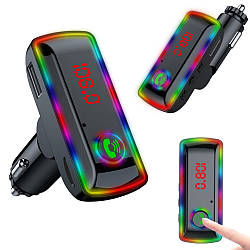 FM-модулятор з Bluetooth F12 / FM трансмітер з RGB підсвічуванням / ФМ модулятор в авто
