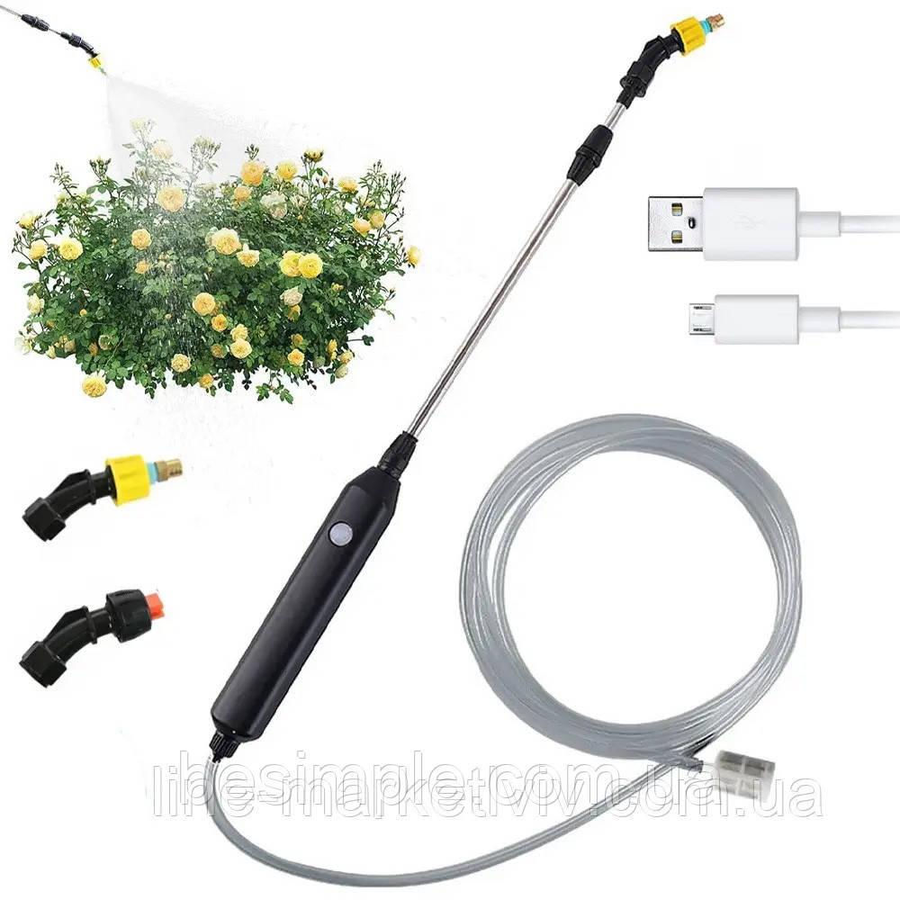 Акумуляторний обприскувач (3м) + 2 насадки, з USB / Садовий електрообприскувач / Ручний обприскувач, фото 1