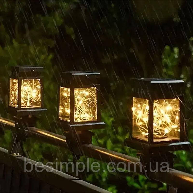 Комплект 3шт Вуличний світильник на сонячній батареї 12,5х9см / Садовий ліхтар підвісний / Ліхтар для саду, фото 1