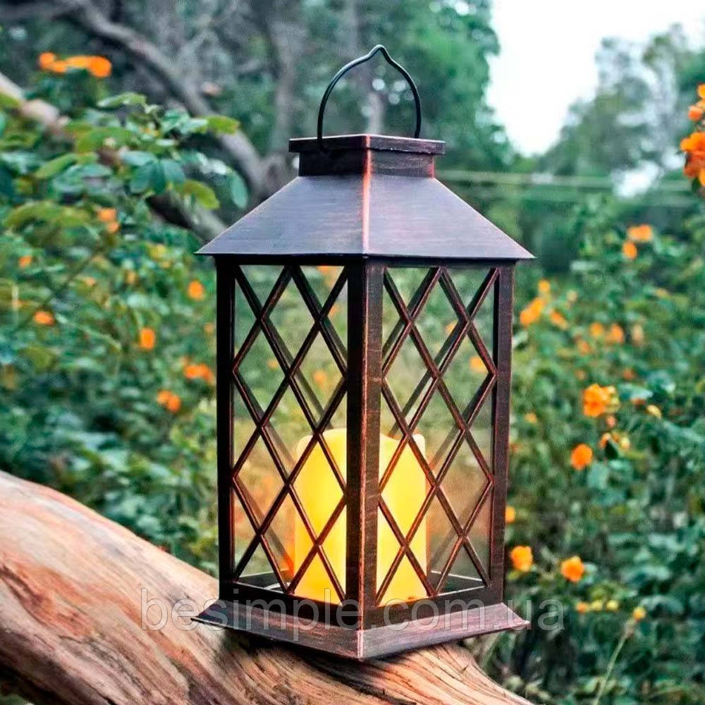 Садовий ліхтар на сонячній батареї 33×14×14см / Вуличний світильник / Садовий світильник, фото 1