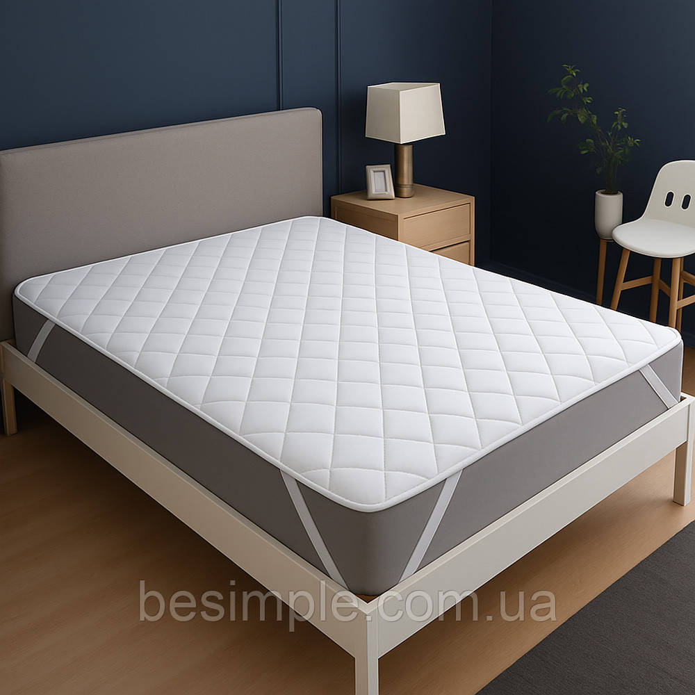 Наматрацник на гумках 200х200 см/Захисний наматрацник із гумками в кутках/Стьобаний наматрацник, фото 1