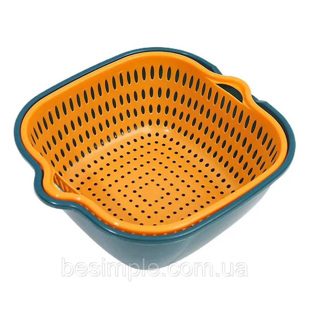 Пластиковий друшляк з мискою, 25см / Миска-друшляк для овочів та фруктів / Кухонний друшляк, фото 1