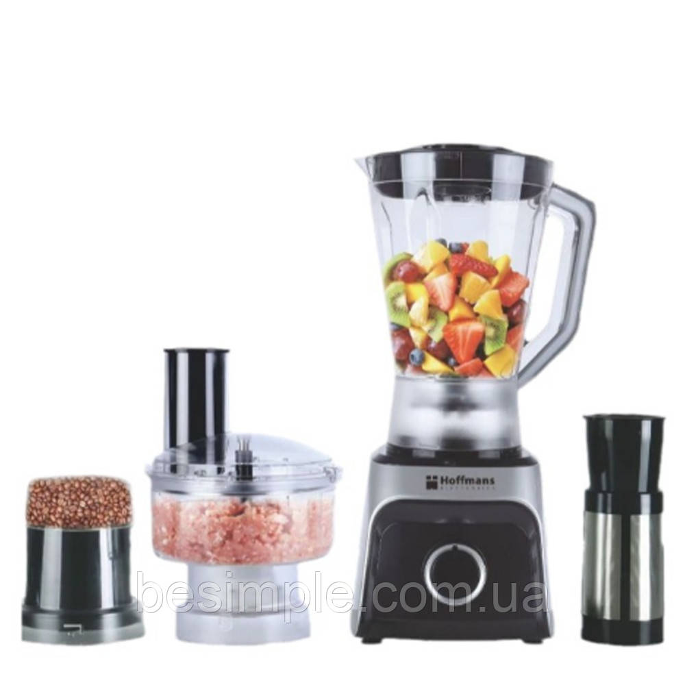 Кухонний комбайн 5в1 від мережі, 1200Вт, Hoffmans HM-1265 / Стаціонарний блендер / Подрібнювач / Кавомолка, фото 1