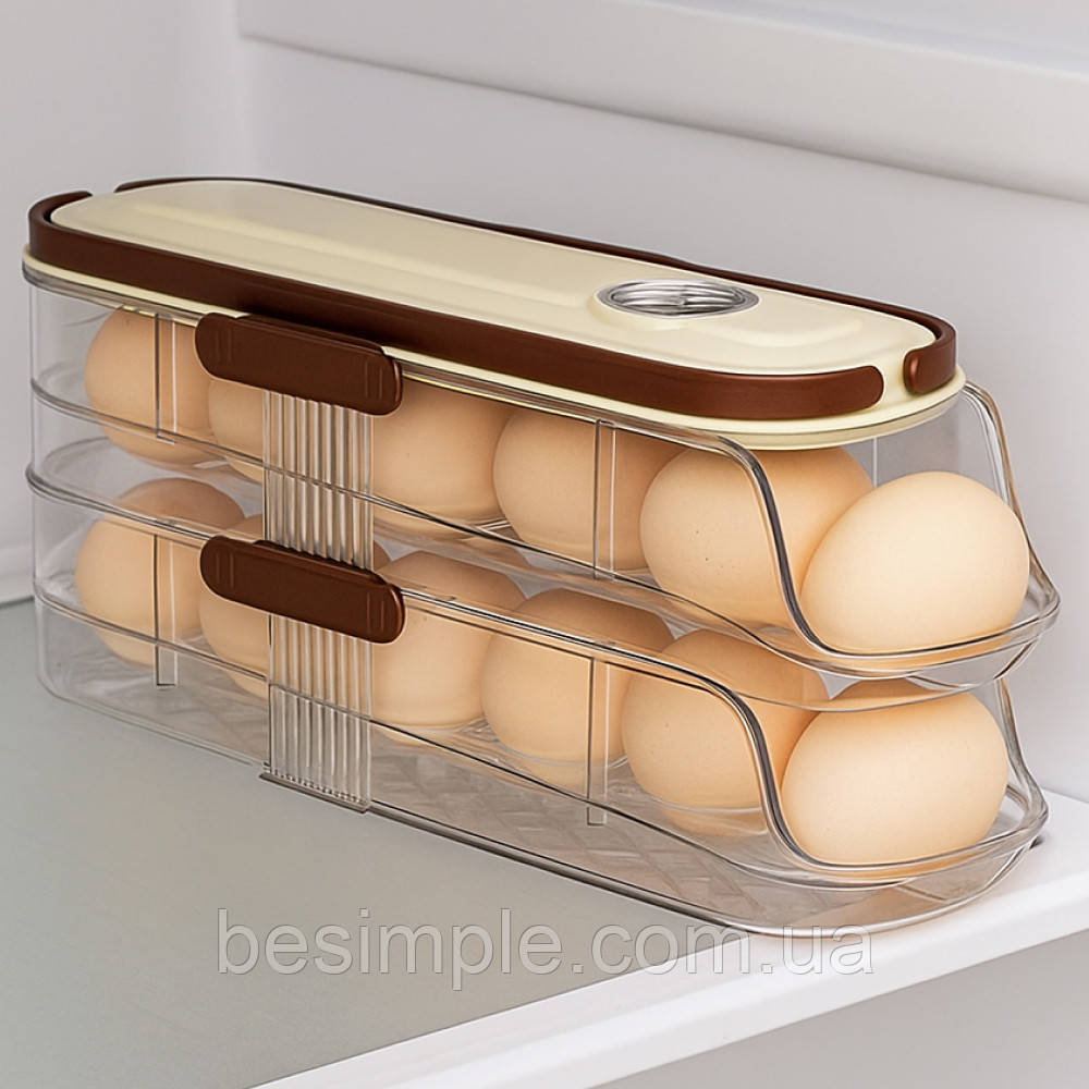 Підставка для зберігання яєць 2 яруси 31×14,5×10см / Полиця для яєць / Органайзер для яєць, фото 1