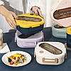 Пластиковий ланч-бокс 1300 мл + столові прилади, Жовто-синій / Контейнер для їжі / Судок для їжі / Ланч бокс, фото 2