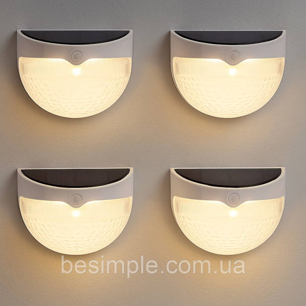 Набір 4 шт Вуличний ліхтар 6 led solar fence light / Світильник на сонячній батареї / Світлодіодний ліхтар, фото 1