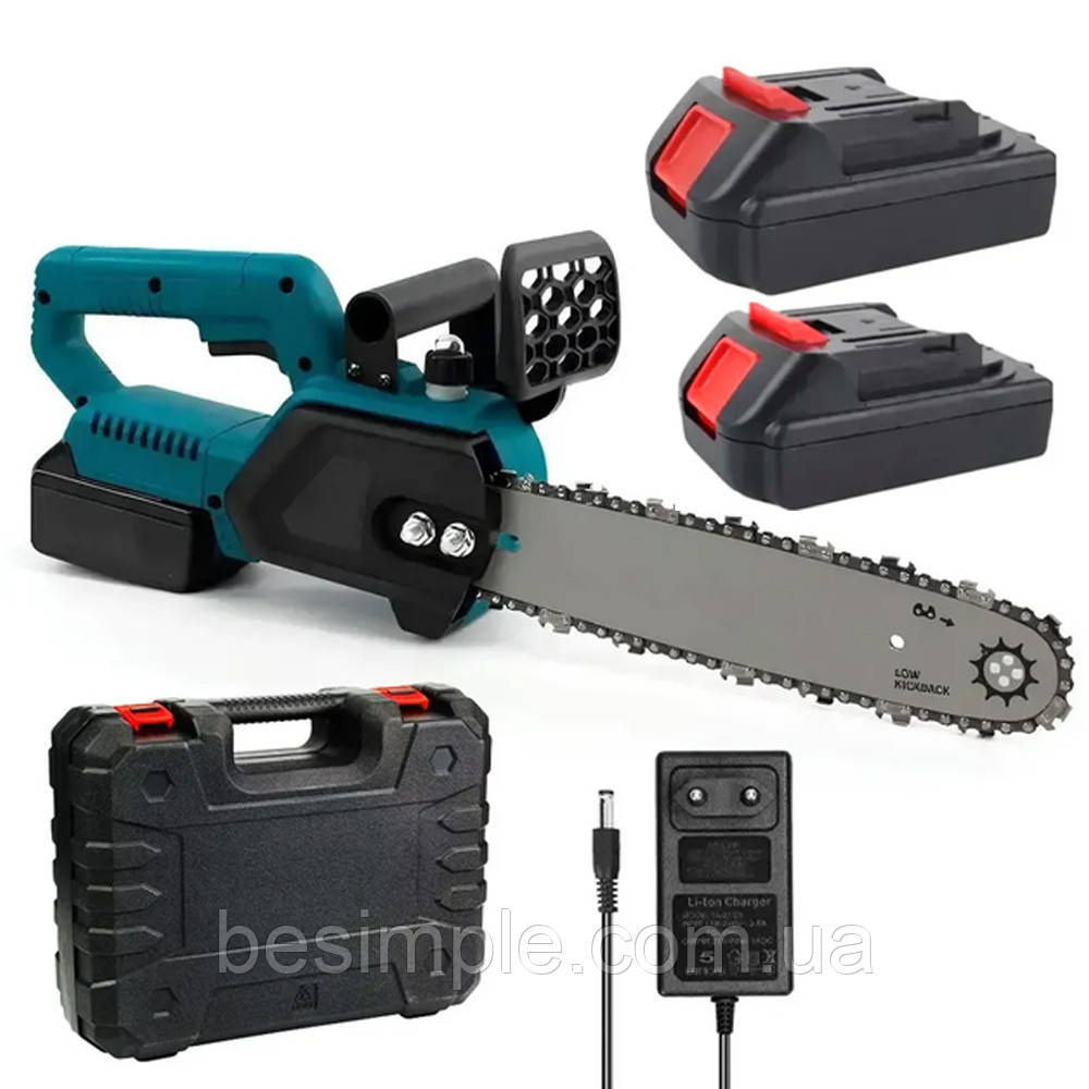 Акумуляторна ланцюгова пила 12", з 2 акумуляторами, 21V / Ручна електропила / Пила для обрізки дерев, фото 1