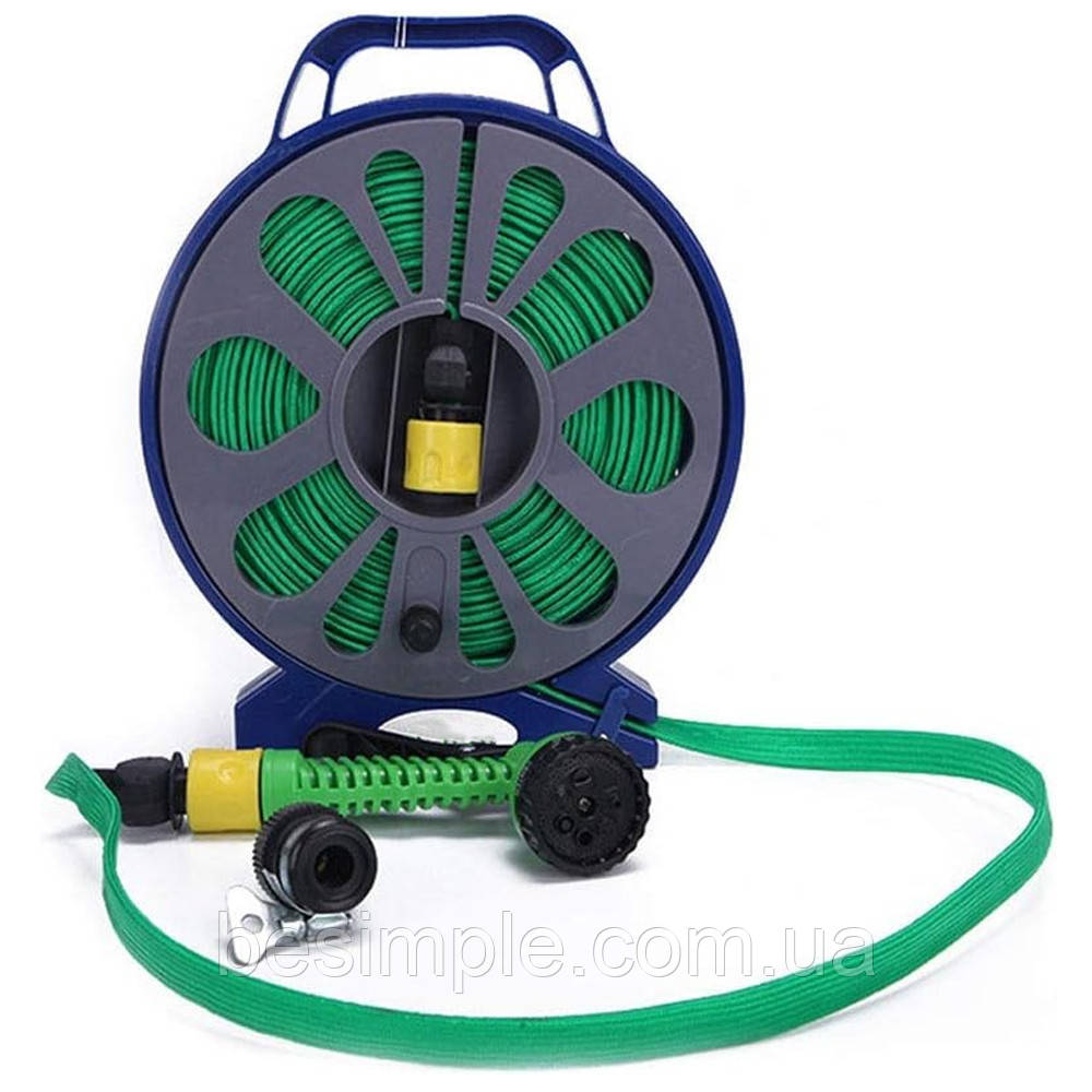 Поливальний шланг на котушці 10м + Розпилювач / Садовий шланг для поливу / Шланг з котушкою / Гнучкий шланг, фото 1