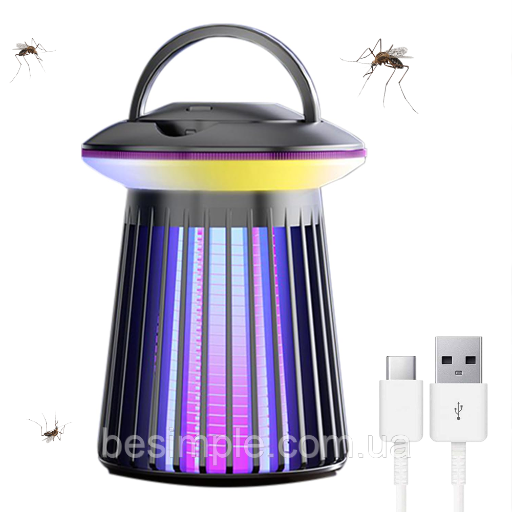 Антимоскітна лампа-світильник з USB, 2000 мАг, XL-1413 / Пастка для комах / Лампа від комарів, фото 1