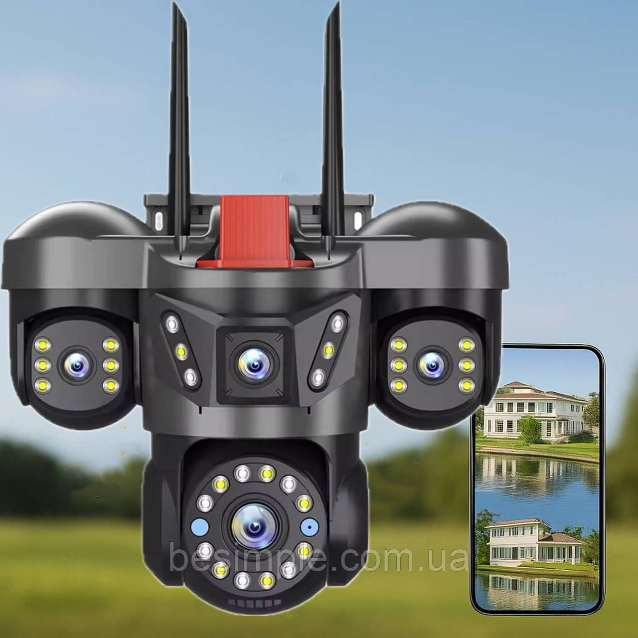 Вулична WIFI камера відеоспостереження 12MP, HD, V380 / Охоронна IP камера / Зовнішня поворотна камера, фото 1