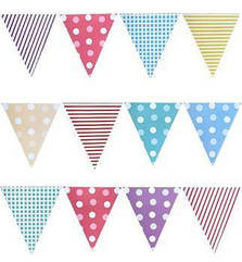 Гірлянда - розтяжка Різнобарвні прапорці мікс, 3 м