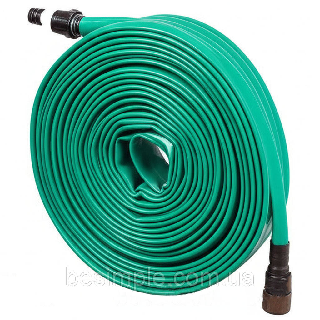 Капельний шланг для поливу 15м, Зелений / Шланг для зрошення / Плоский шланг зрошувальний з перфорацією, фото 1