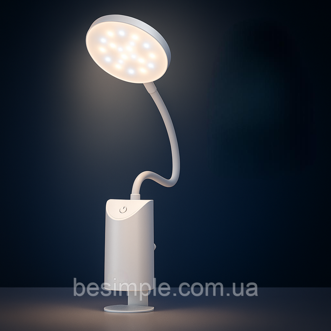Настільна лампа світлодіодна з прищіпкою,1200 мАг, HX10 / Портативна лампа / Нічник, фото 1