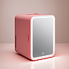 Холодильник для автомобіля з дзеркалом та підсвічуванням, 4л, Рожевий / Автомобільний холодильник туристичний, фото 7