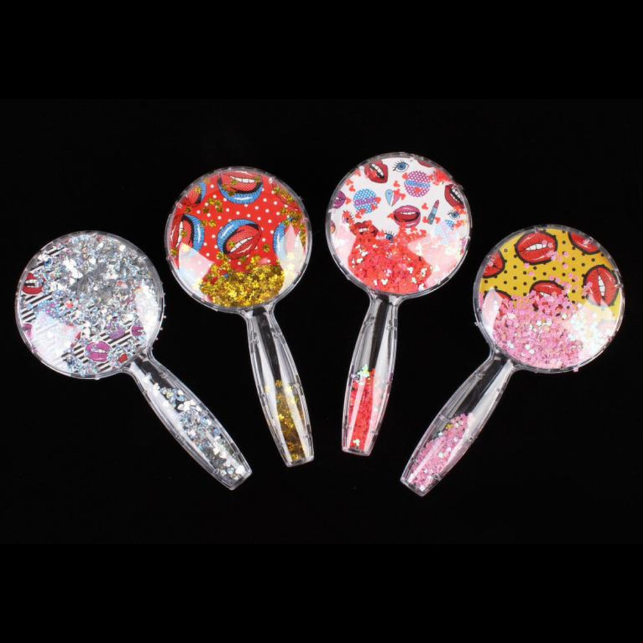 Гребінець прозорий з глітером Губи , рандомний дизайн, фото 1