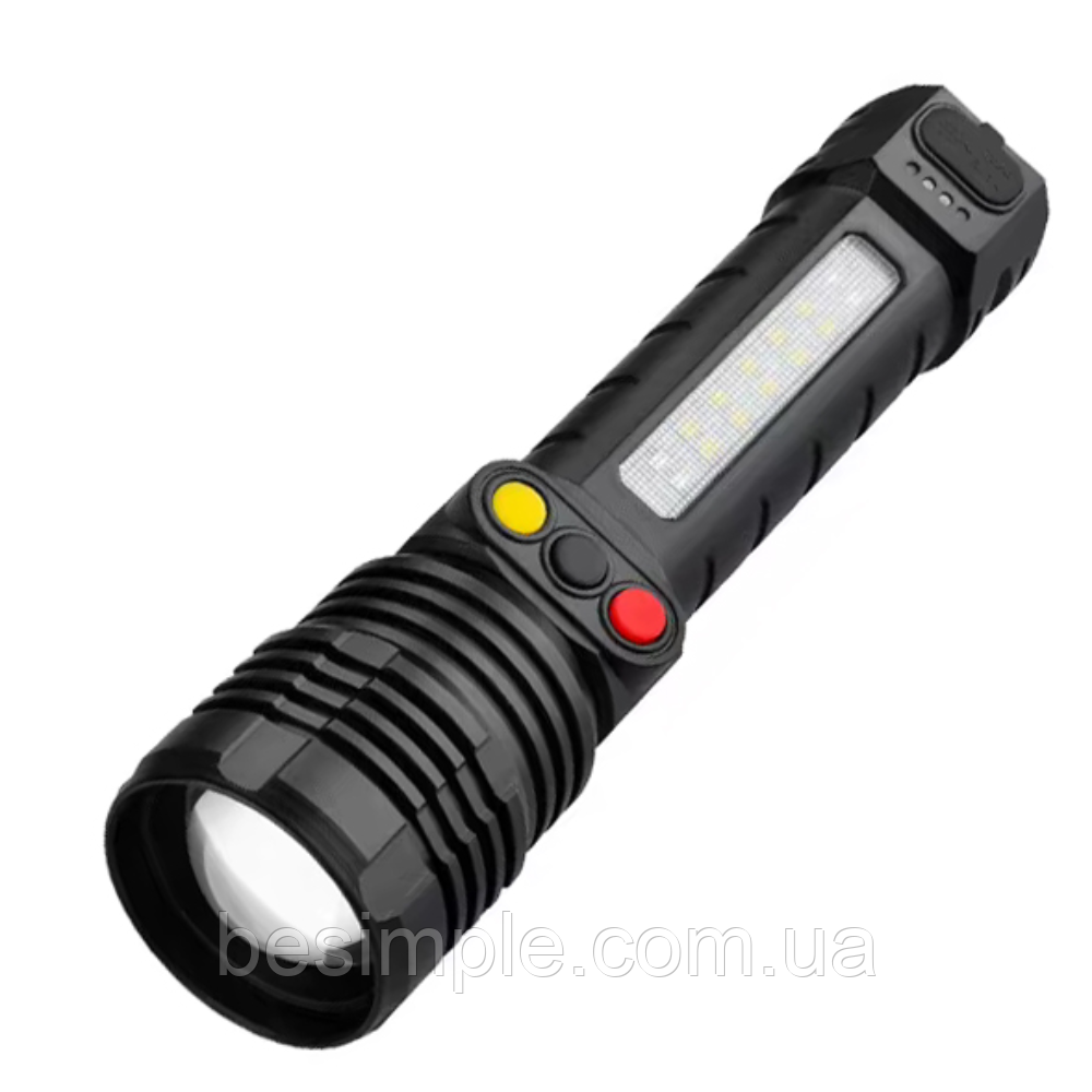 Ліхтар (білий+жовтий+червоний)+14SMD, зум, PLD-H005-3PM10-TG / Тактичний ліхтар / Акумуляторний ліхтарик, фото 1