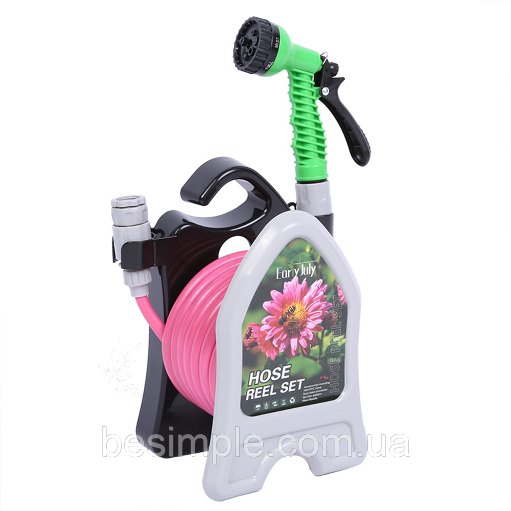 Гнучкий садовий шланг з пістолетом і котушкою переносний, 10 м, LY-907 / Шланг з котушкою / Поливальний шланг, фото 1