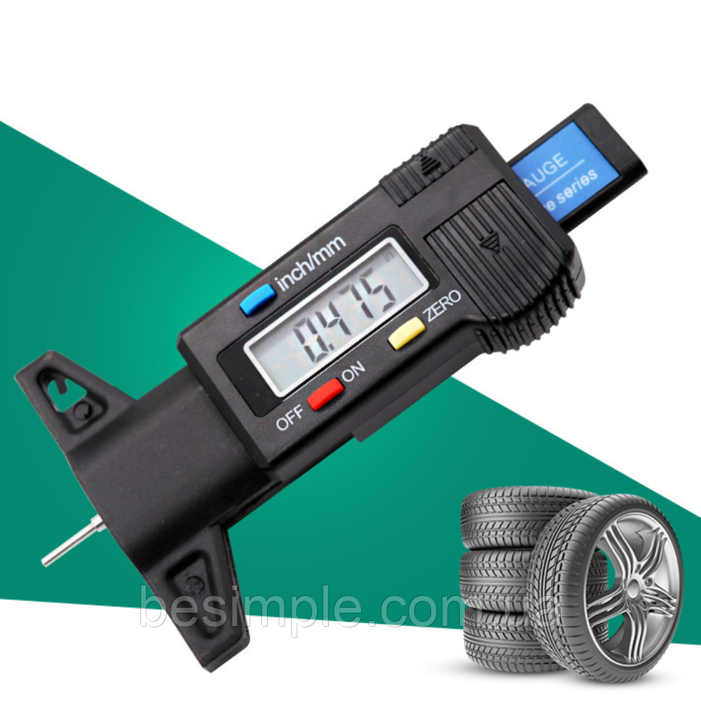Вимірювач глибини протектора шин, 0-25мм / Цифровий глибиномір для коліс, фото 1