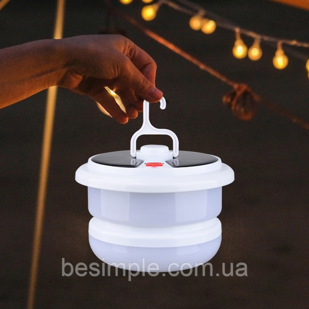 Кемпінговий ліхтар на сонячній батареї з LED стрічкою 10 м, RGB, YX669  / Підвісна лампа для кемпінгу, фото 1