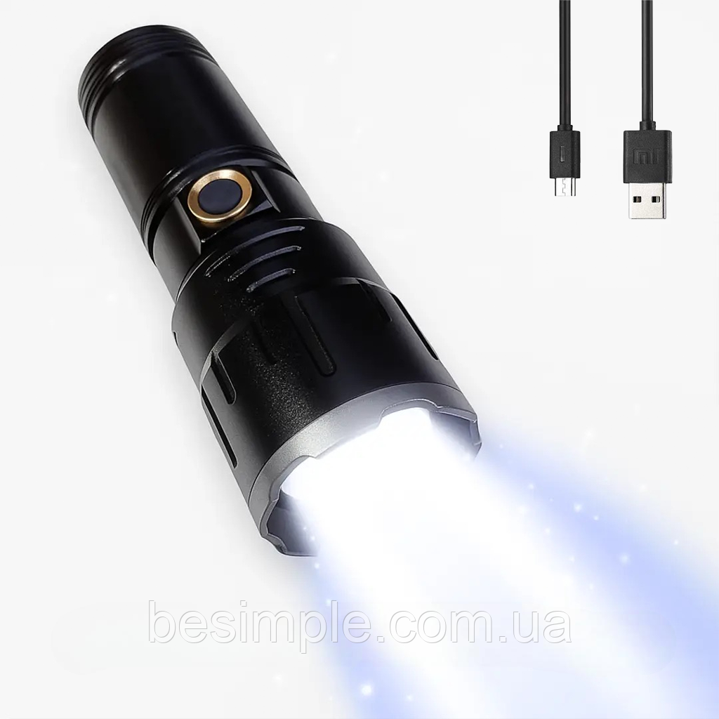 Ручний ліхтар з акумулятором та USB, 2650 мАг, BL 106 FM30-TG / Потужний ліхтарик для кемпінгу / Похідний ліхтарик, фото 1
