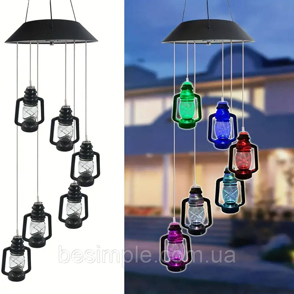 Світильник садовий на сонячній батареї 53х12,6см / Декоративний ліхтар садовий / Вуличний світильник підвісний, фото 1