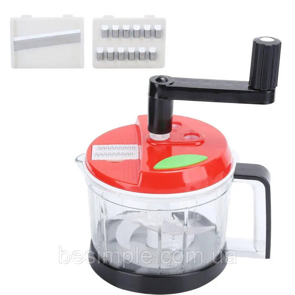 Ручна овочерізка для овочів +3 насадки / Подрібнювач ручний / Мультислайсер, фото 1
