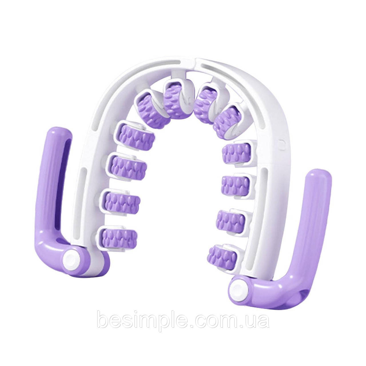 Ручний роликовий масажер на 12 роликів 28х23 см / Антицелюлітний масажер для ніг / Ролик масажер для тіла, фото 1