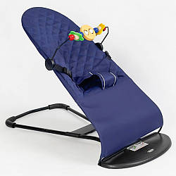 Дитячий шезлонг для новонароджених + іграшка, 89х58х39см, Синій / Крісло гойдалка / Шезлонг гойдалка для дітей