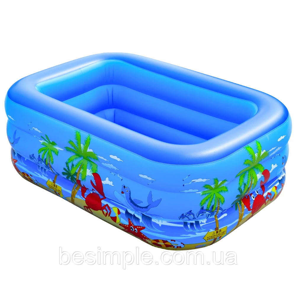 Надувний басейн 130x90x45см / Дитячий басейн надувний / Прямокутний басейн / Сімейний басейн, фото 1