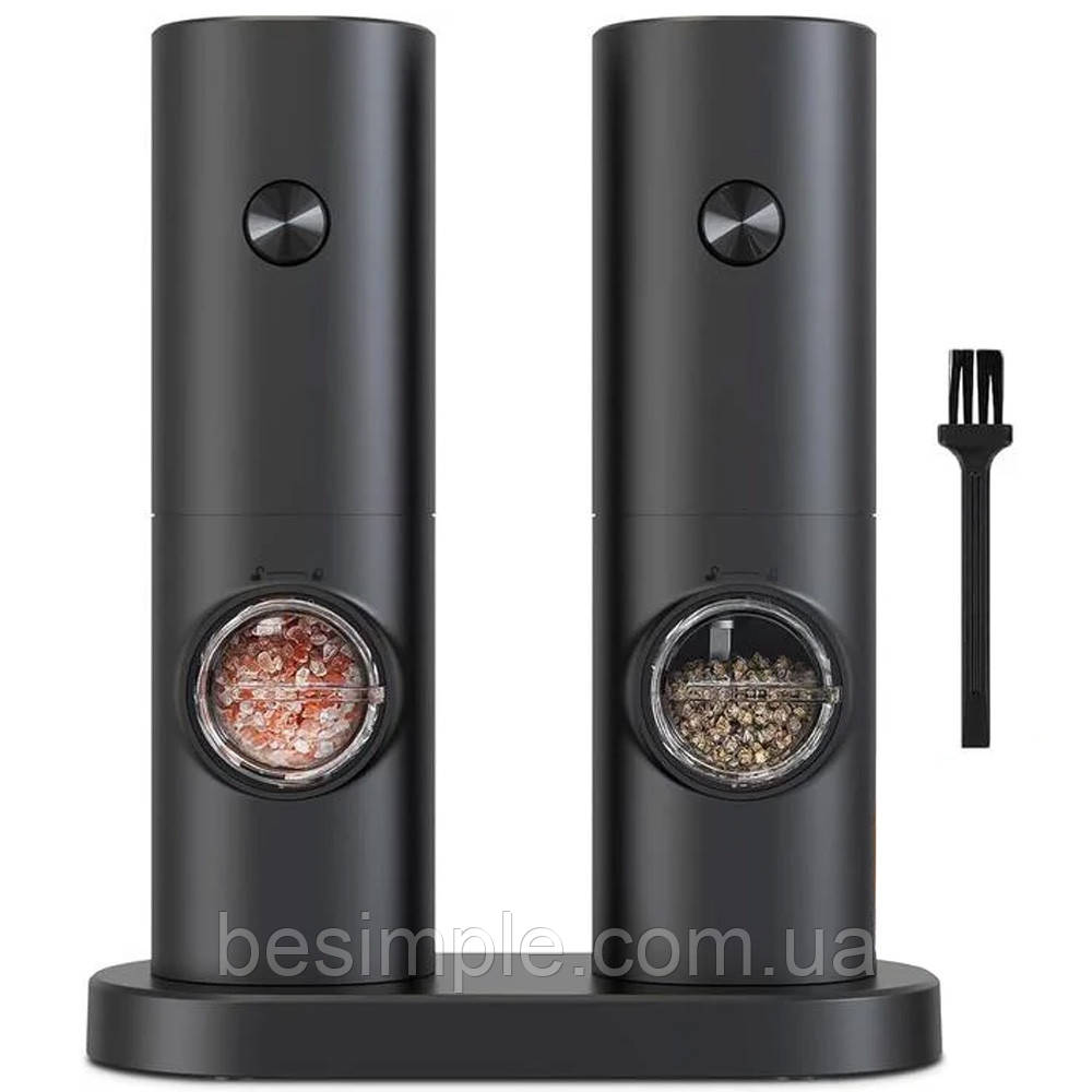 Набір 2 шт Електричний млин для спецій, з підсвіткою / Млин для перцю та солі / Перечниця, фото 1