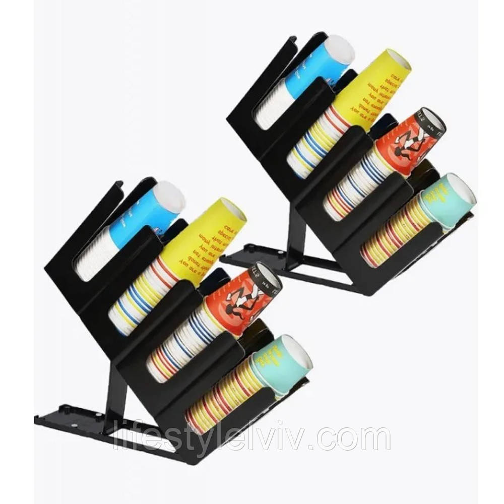 Дозатор для одноразових паперових стаканчиків (2 шт) 40х9см / Органайзер для стаканчиків / Тримач стаканів, фото 1