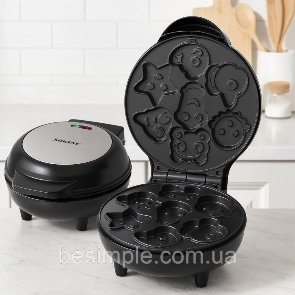 Міні-вафельниця з антипригарним покриттям 750W, SK-08081 /Електрична вафельниця / Вафельниця-мультипекар, фото 1