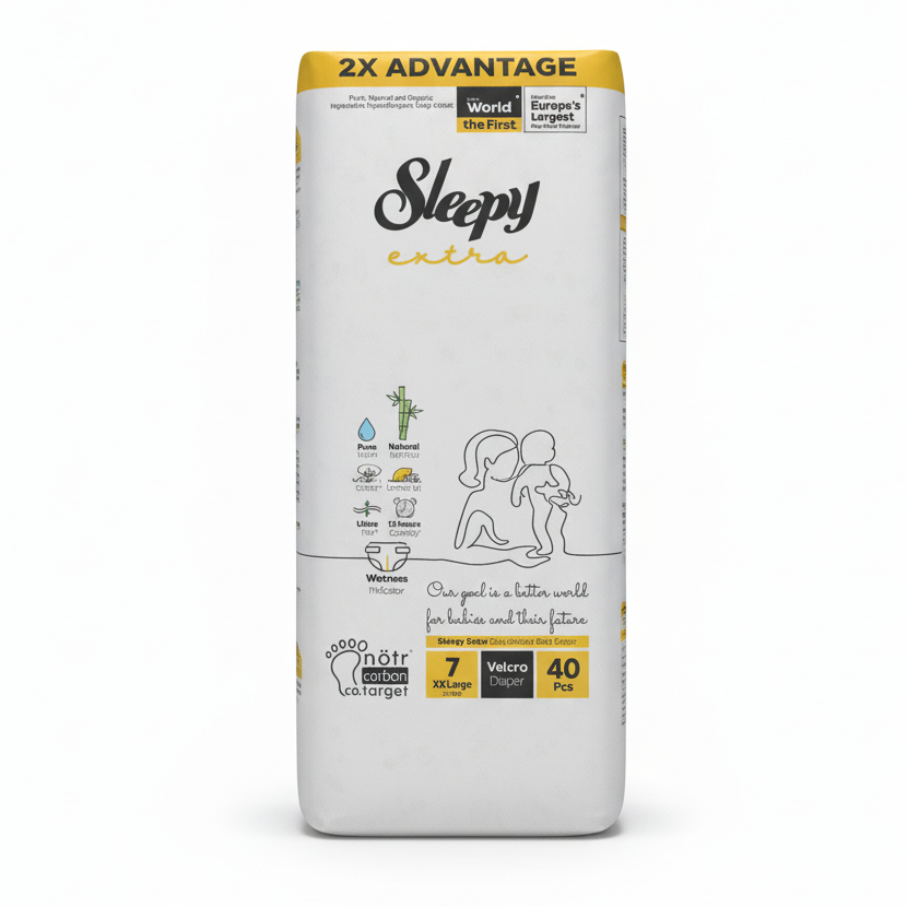 Підгузки дитячі SLEEPY Extra XXLarge-7 20-30 кг 40шт/уп / Памперси для дітей одноразові на липучках, фото 1