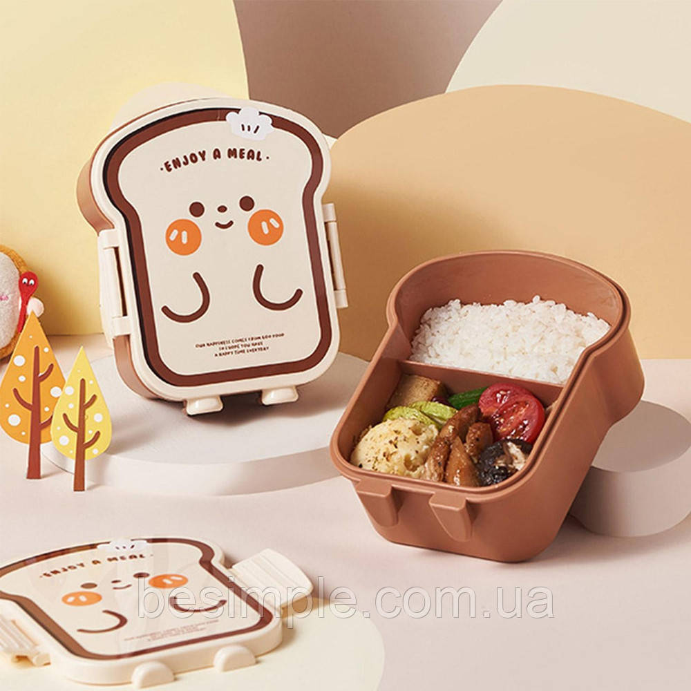 Ланч-бокс зі столовими приладами "Тостер" / Судок для їжі / Контейнер для їжі / Ланч бокс, фото 1
