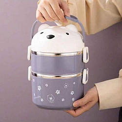 Ланч бокс із нержавіючої сталі на 2 відділення / Ланч-бокс /Контейнер для їжі / Бокс для ланчу