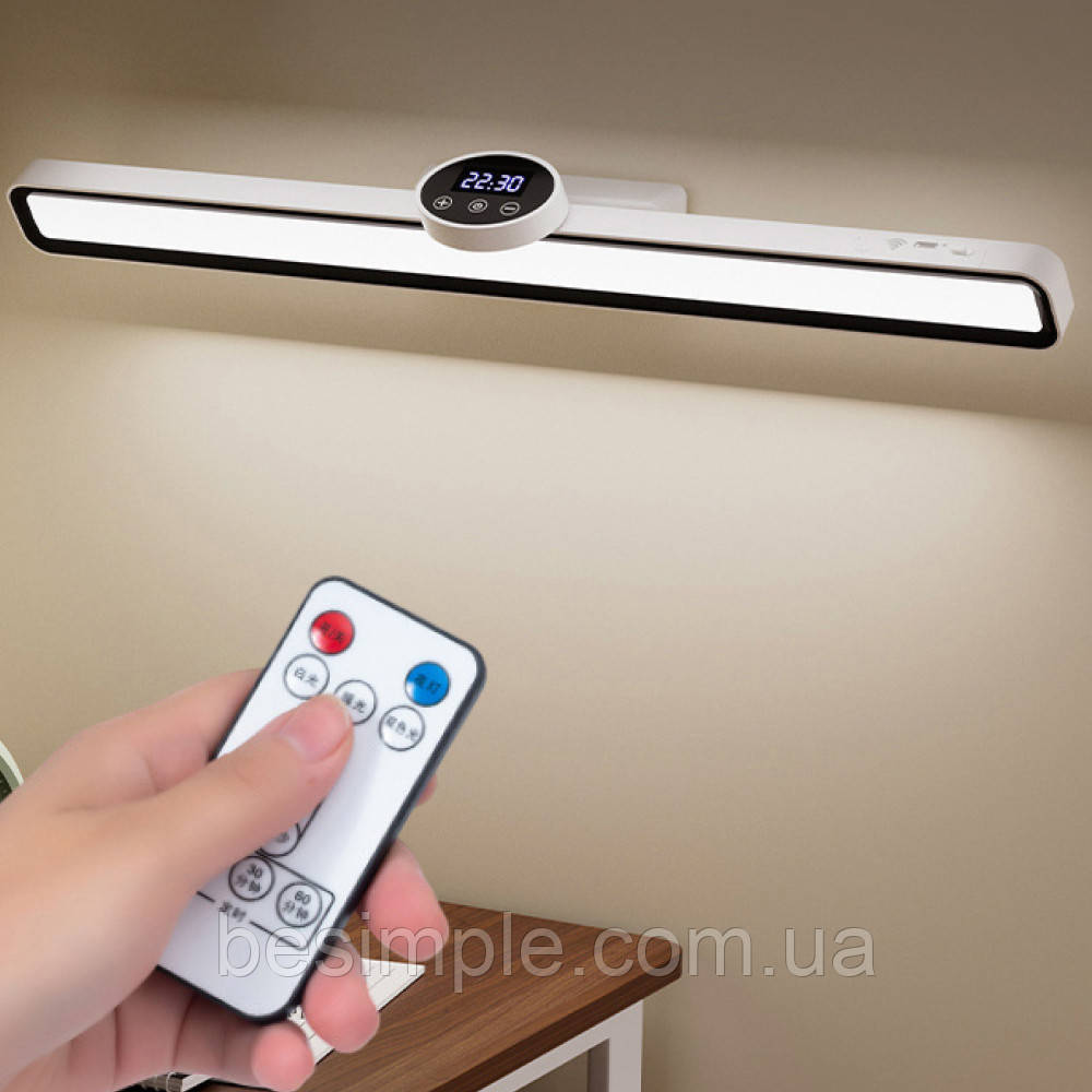 Акумуляторна лампа з датчиком руху + пульт, 55см, USB / Підвісна лампа на магніті / Десктоп-скринбар, фото 1