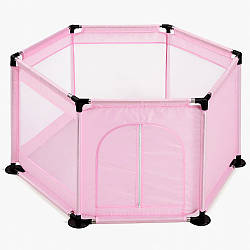 Манеж дитячий з м'яким дном, Рожевий / Манеж майданчик для дітей / Ігровий манеж / Дитячий складний манеж