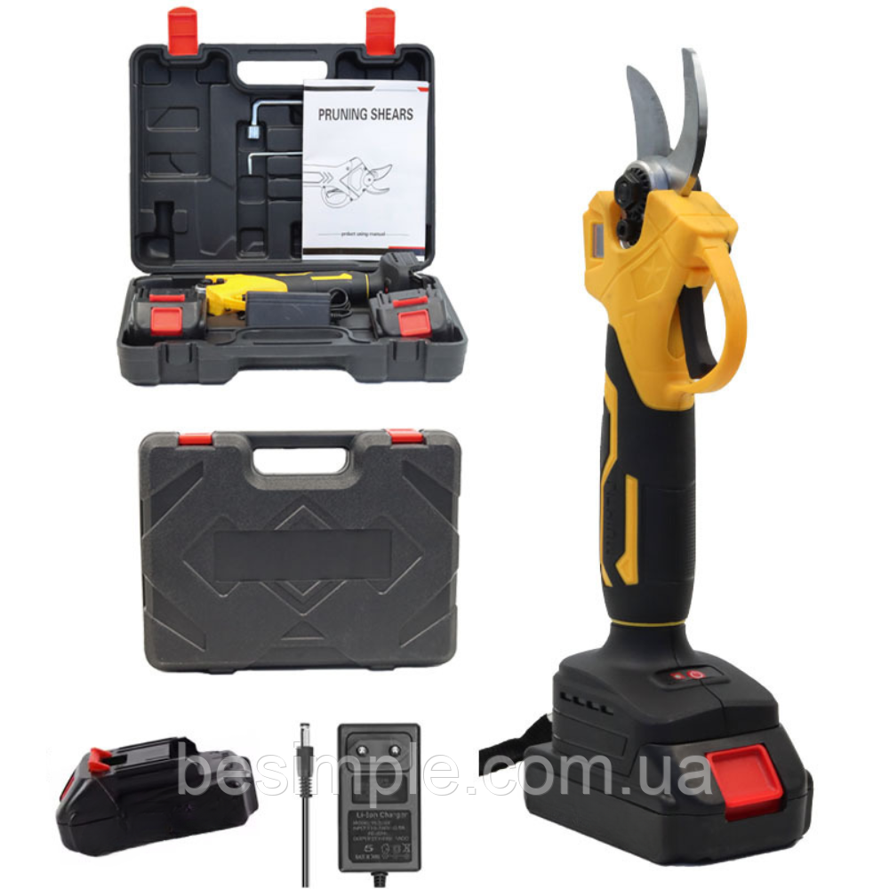 Акумуляторний секатор + 2 АКБ, 48V, VEN-1241 / Секатор садовий / Електричні садові ножиці, фото 1