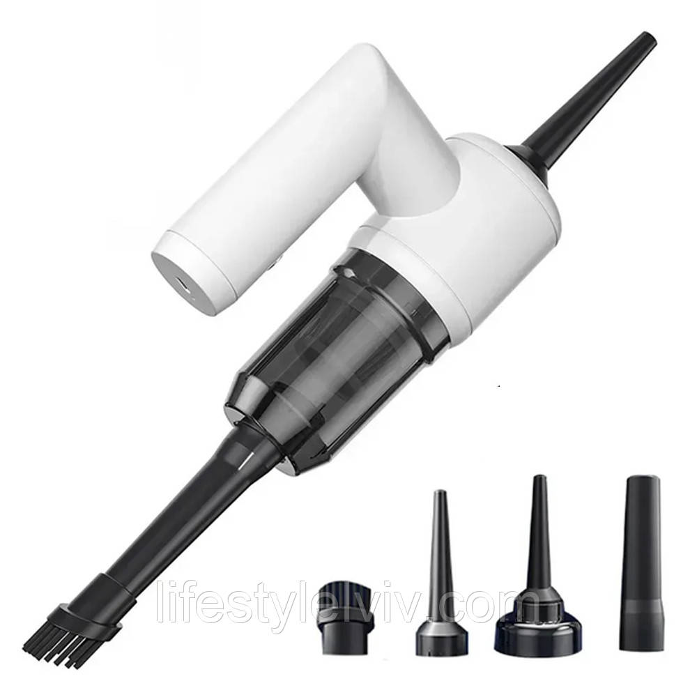 Бездротовий пилосос + 4 насадки, від USB, LY-930 / Ручний пилосос акумуляторний / Автомобільний пилосос, фото 1