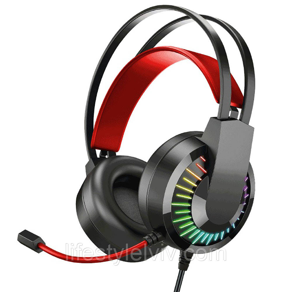 Навушники ігрові дротові з мікрофоном, IMS-E1008, Червоний / Навушники геймерські / Навушники для ПК і ноутбука, фото 1