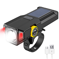 Велосипедний ліхтар на сонячній батареї водонепроникний, 124x56x35 мм, 30 Вт, X17 / Велоліхтар акумуляторний