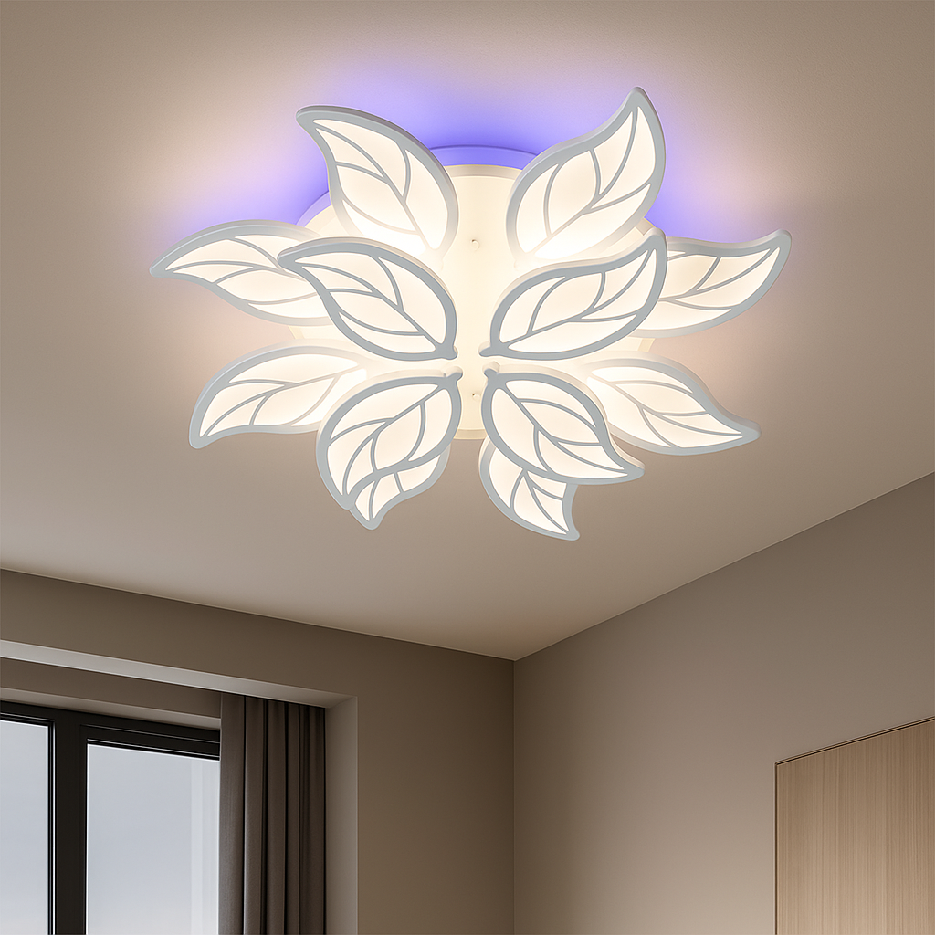 Люстра Led для великої кімнати до 35 м² з пультом 200 Вт (8028/8+4WH LED 3color), фото 1