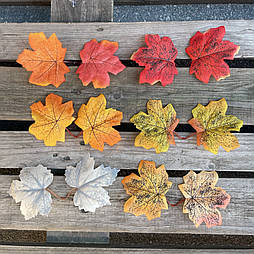 Штучне листя клена подвійні мікс 20 шт. в уп 18 см