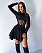 Стильна базова осіння жіноча коротка міні сукня з імітацією корсета бебі дол рубчик довгий рукав, фото 4