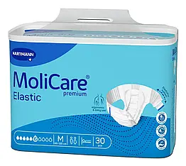 Підгузки для дорослих MoliCare Premium Elastic 6 крапель M 30шт з еластичними бічними вставками
