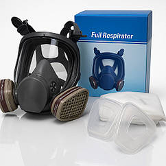 Маска-респіратор повнолицева + фільтри A1 + передфільтри P1 – захист для будівництва, фарбування, хімічних робіт
