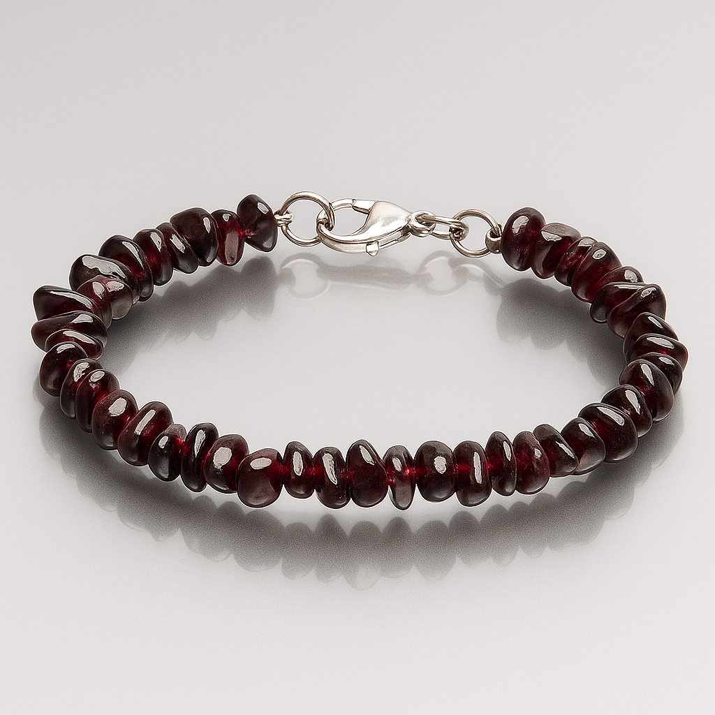 Граната альмандин поліровані сколи браслет, 0178ТГ, фото 1