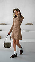 Базова жіноча міні сукня трикотажна з довгими рукавами Smof9474, фото 4