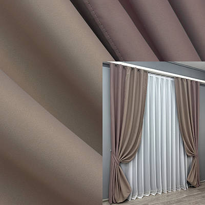 Комбіновані (2шт 1,35х2,7м) штори, блекаут. Колір пудровий з капучино. Код 014дк (1245-1674ш) 11-0278