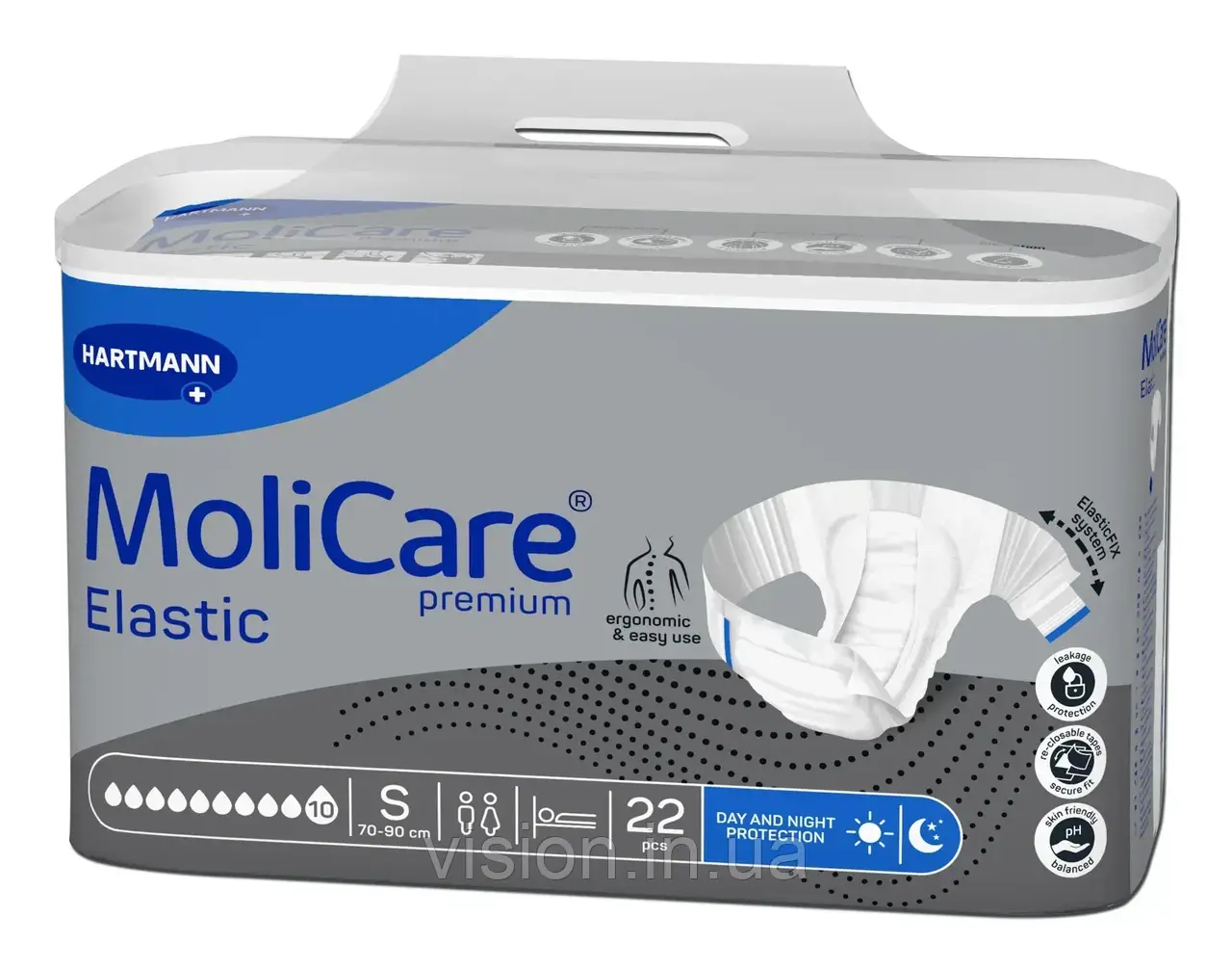 Підгузки для дорослих MoliCare Premium Elastic 10 крапель S 22шт з еластичними бічними вставками, фото 1